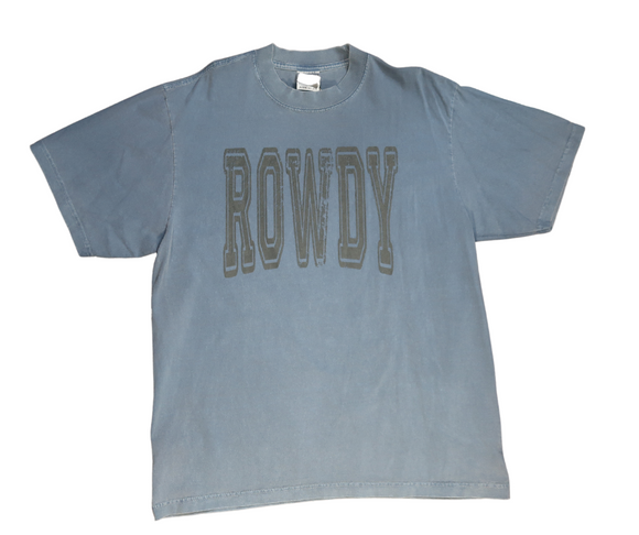Heavyweight Slate Blue Rowdy Distressed T-Shirt